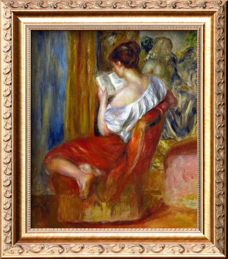 Reading Woman, circa 1900 - Pierre-Auguste Renoir painting on canvas